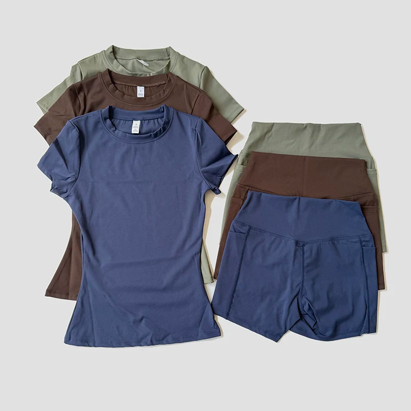 Conjunto Deportivo Top y Shorts de Tiro Alto
