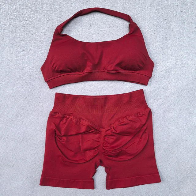 Conjunto Deportivo Halter con Shorts Scrunch de Tiro Bajo – imagen 23